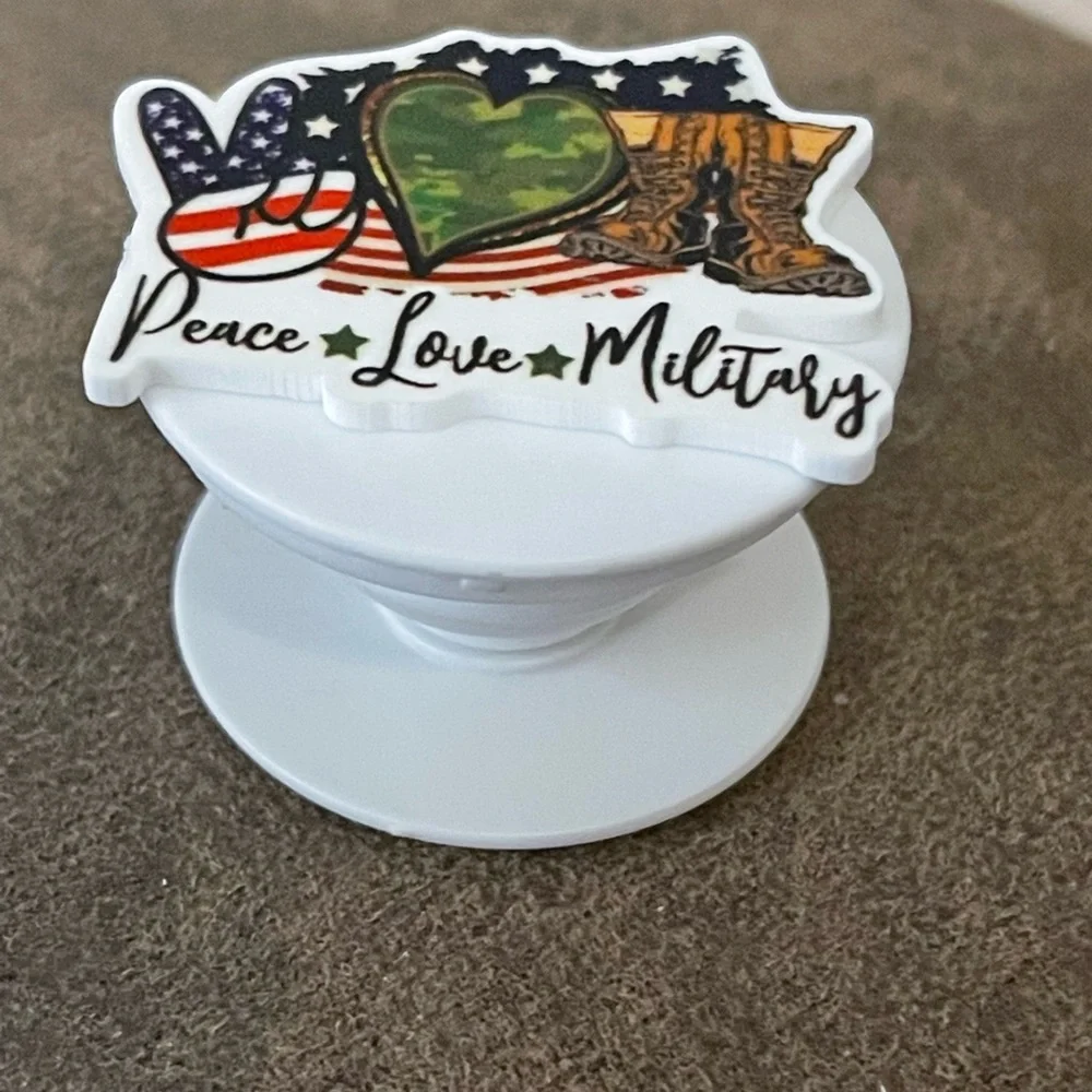 Peace, love, military phone accessory